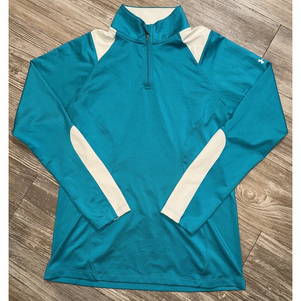 Under Armour Jacket Womens Small Turquoise‎ All Season Gear 1/4 Zip Pullover